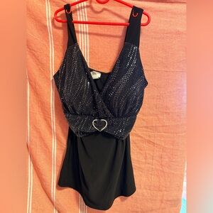 Blue Sleeveless Top with Sparkling Details